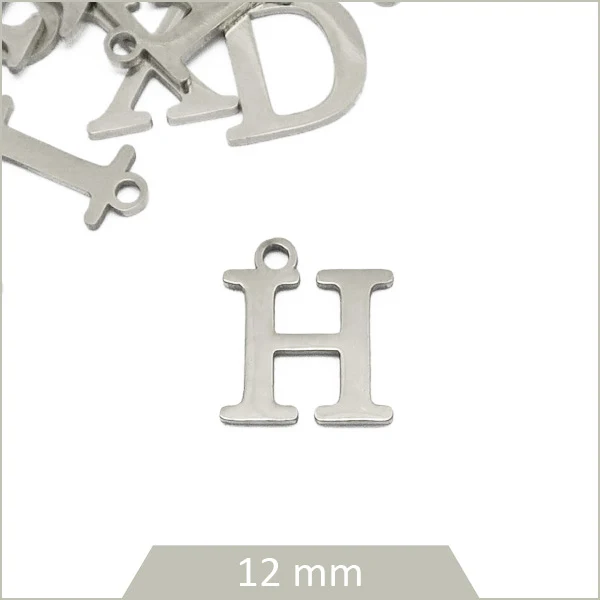 1 breloque lettre H en acier inoxydable