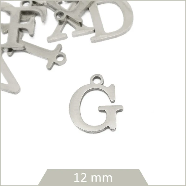 1 breloque lettre G en acier inoxydable