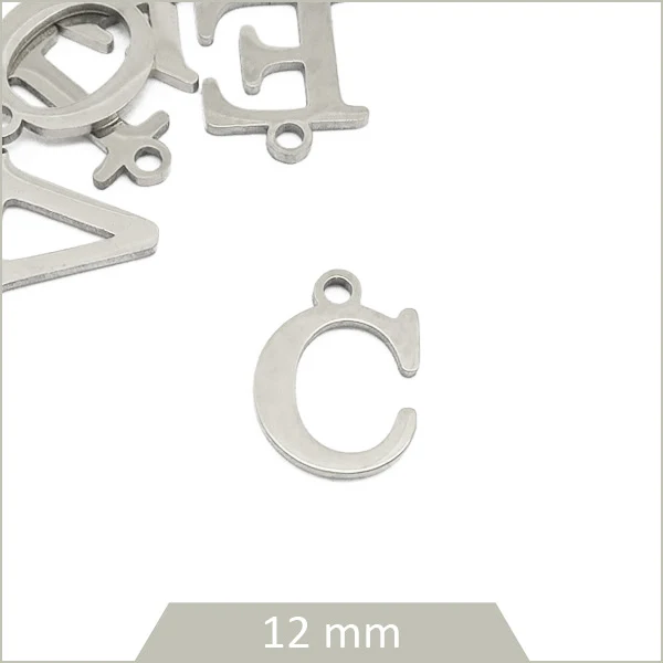 1 breloque lettre C en acier inoxydable