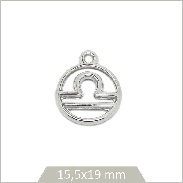 1 breloque astrologie signe Balance en acier inoxydable