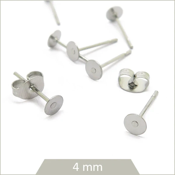 20 clous pour boucles d'oreilles puces 4mm en acier inoxydable 304