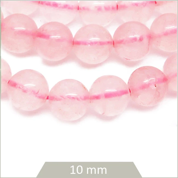 Env. 36 perles rondes en Quartz rose, 10 mm