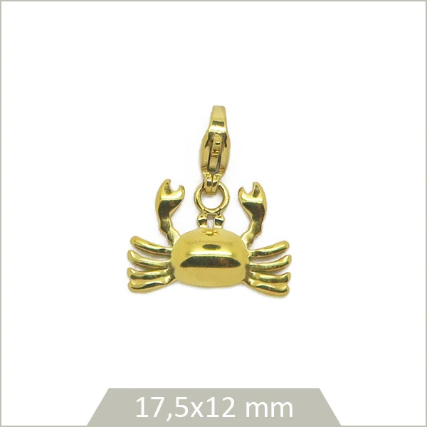 1 breloque crabe et son fermoir en acier inoxydable doré