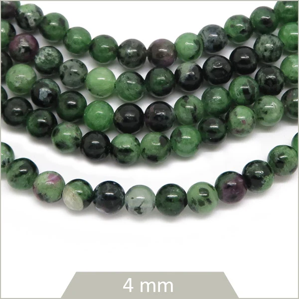 Env. 80 perles rondes en Zoïsite, 4 mm