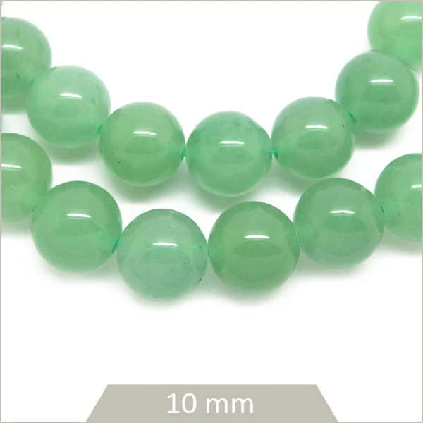 Env. 36 perles rondes en Aventurine 10 mm