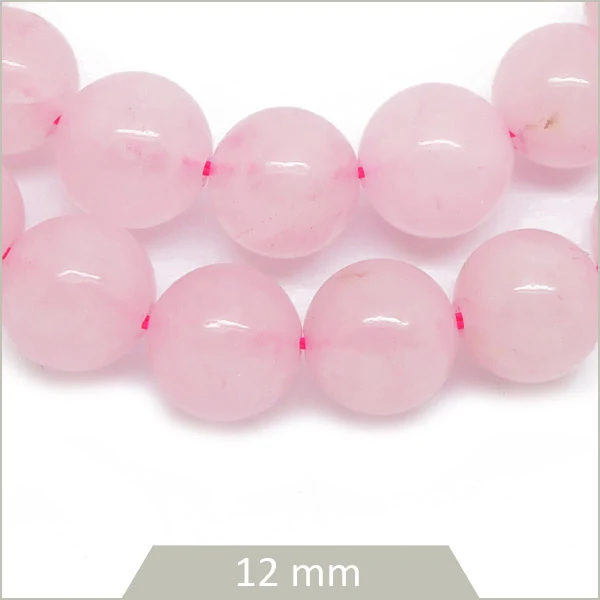 Env. 32 perles rondes en Quartz rose, 12 mm