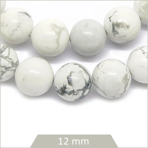 Env. 30 perles ronde Howlite blanche 12 mm