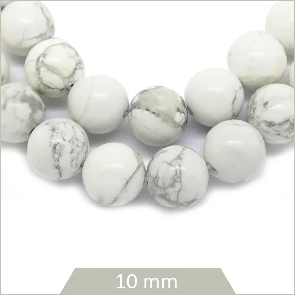 Env. 36 perles ronde Howlite blanche 10 mm