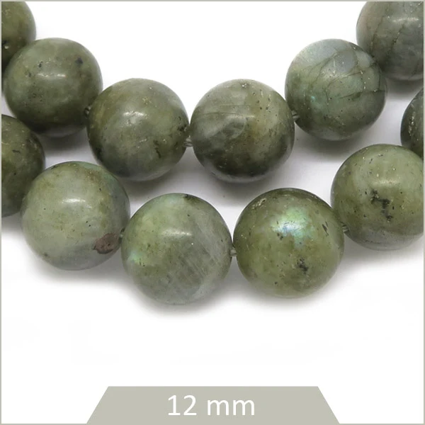 Env. 32 perles rondes 12 mm en Labradorite