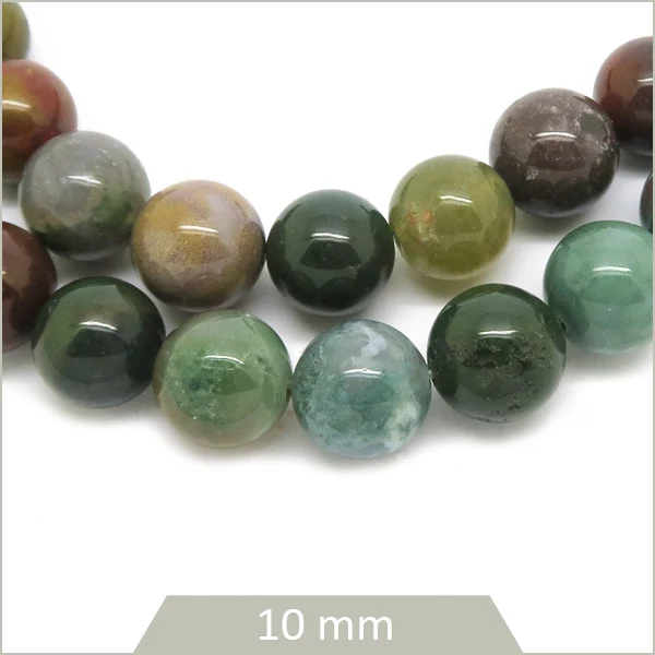 Env. 35 perles rondes d'Agate indienne 10 mm