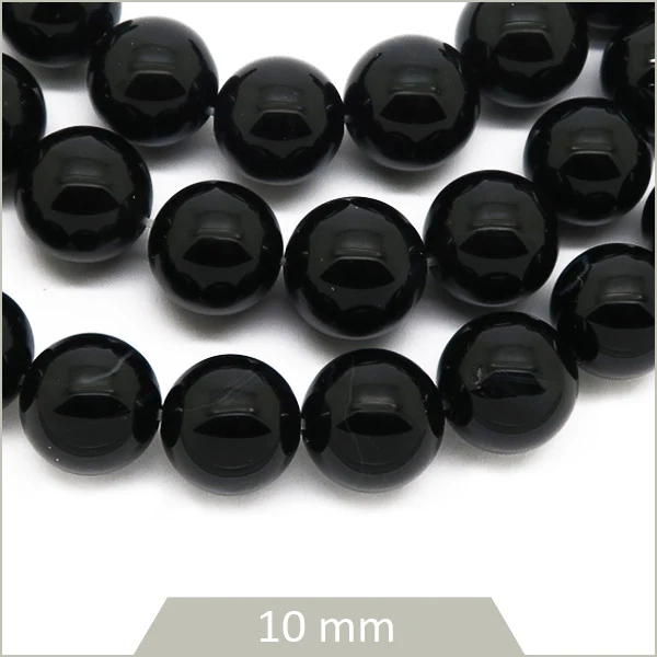 Env. 38 perles rondes d'Onyx, 10 mm