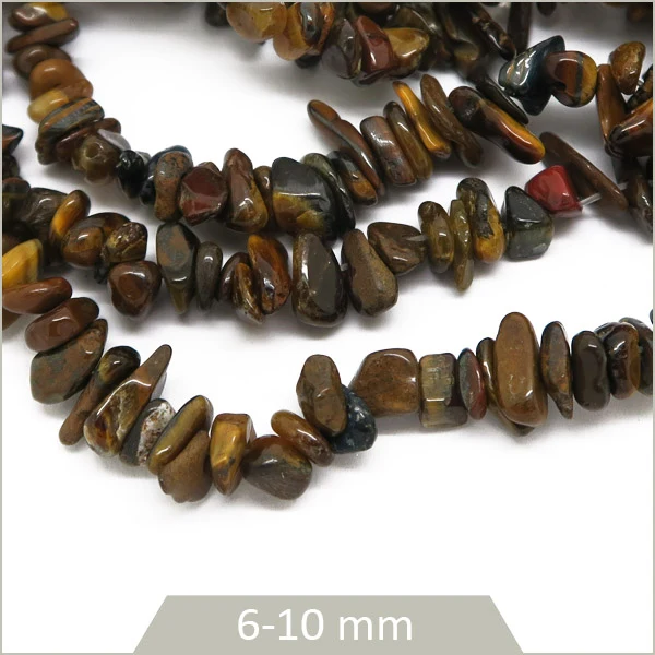40 cm de perles chips en Œil de tigre