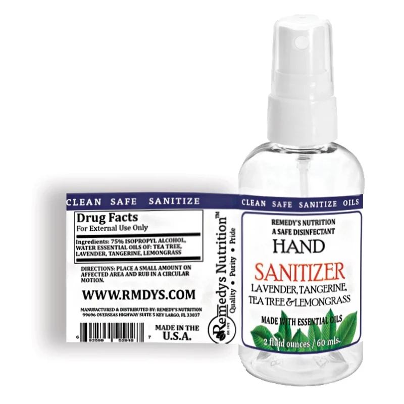 Désinfectant pour les mains 75 % d'alcool aux huiles essentielles 2 fl oz