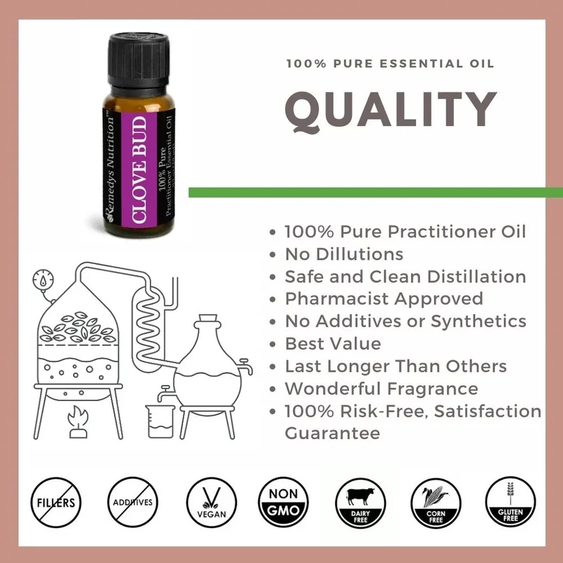 Huile essentielle de clou de girofle 10 ml Douleur et antimicrobien