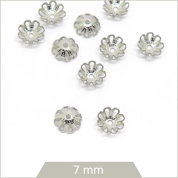 10 coupelles fleur en acier, 7mm