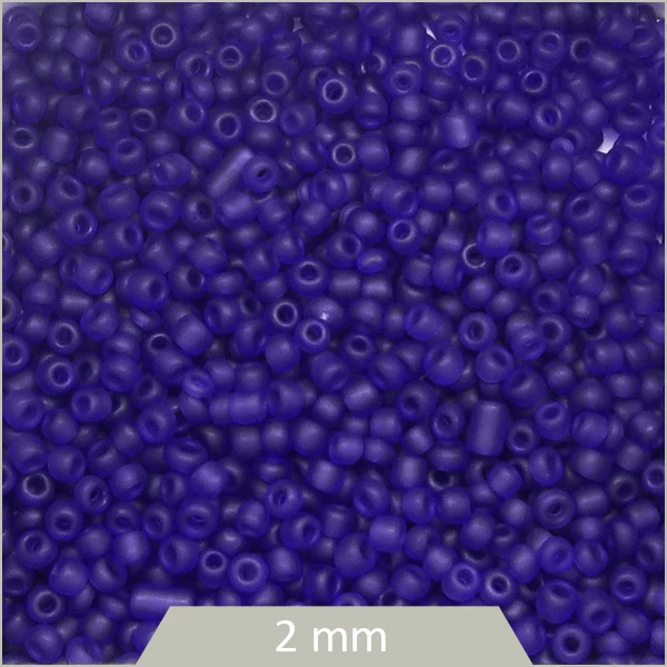 40 g de perles rocailles bleu indigo givrées 2 mm