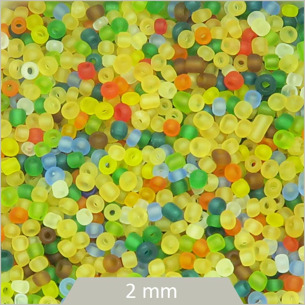 40 g de perles rocailles mutlicolores givrées 2 mm