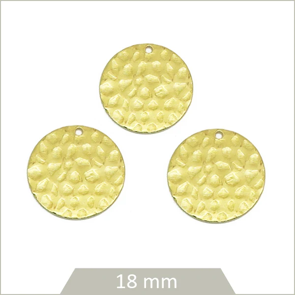 8 breloques cercle texture comète 18 mm en laiton brut