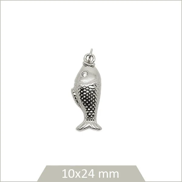 1 breloque poisson en acier inoxydable