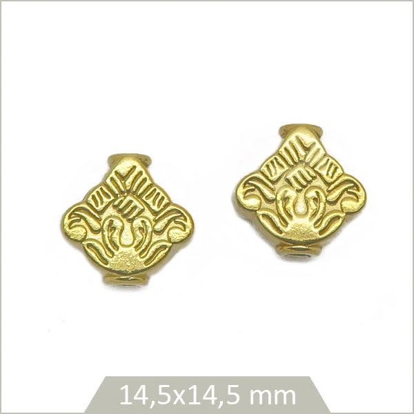 2 perles ethniques arabesques en acier inoxydable doré