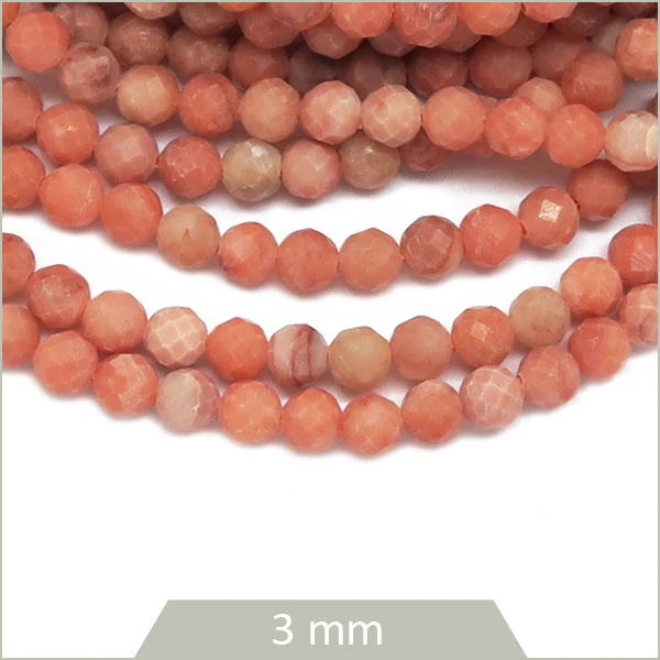 Env. 125 perles facettées en Aventurine rouge 3 mm