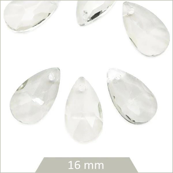 6 breloques gouttes en verre gris transparent