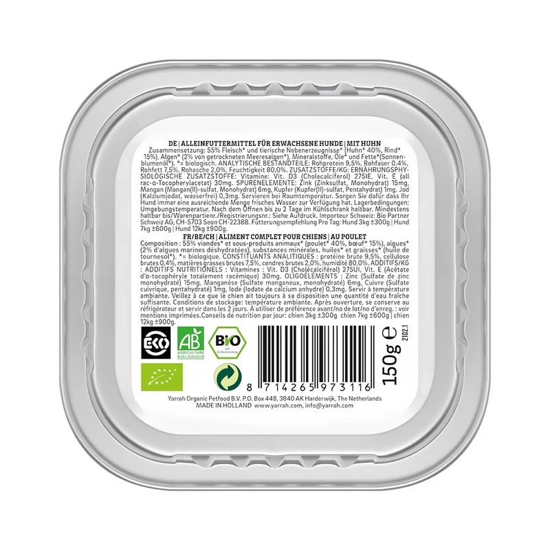Yarrah pâtées bio - 12 x 150 g