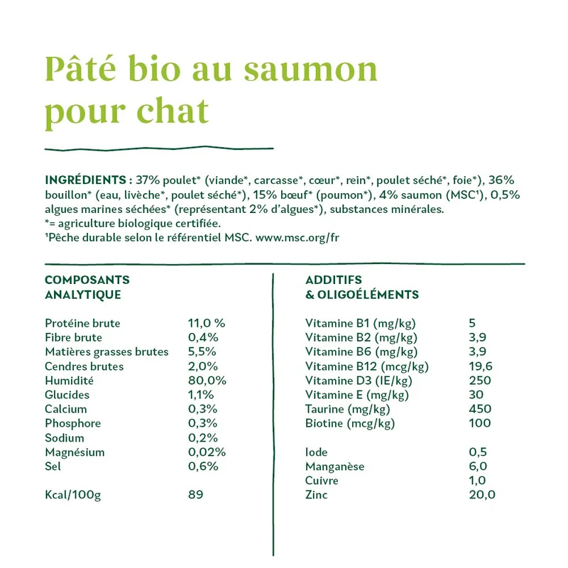 Yarrah pâtée bio sans céréales - Lot 16 x 100g