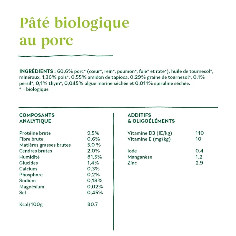 Yarrah pâtées bio sans céréales - Lot 12 x 400 g
