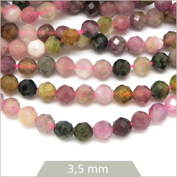 Env. 125 perles à facettes de Tourmaline, 3,5 mm