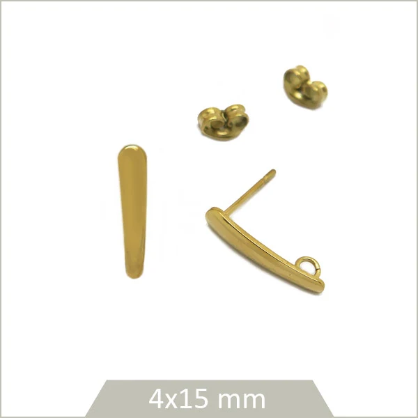 4 clous de boucles d'oreilles bâtons en acier inoxydable doré 304