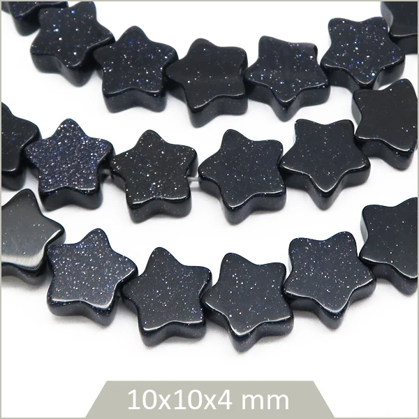 Env. 18 perles étoiles en Pierre de sable bleue
