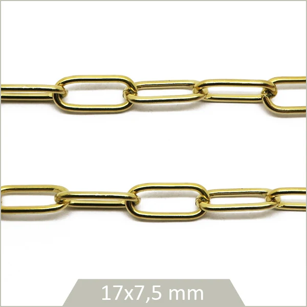 1 m de grosse chaîne trombone en acier inoxydable doré