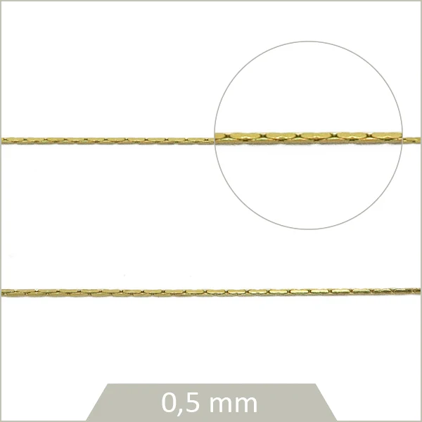 1 m de fine chaîne serpent en acier inoxydable doré
