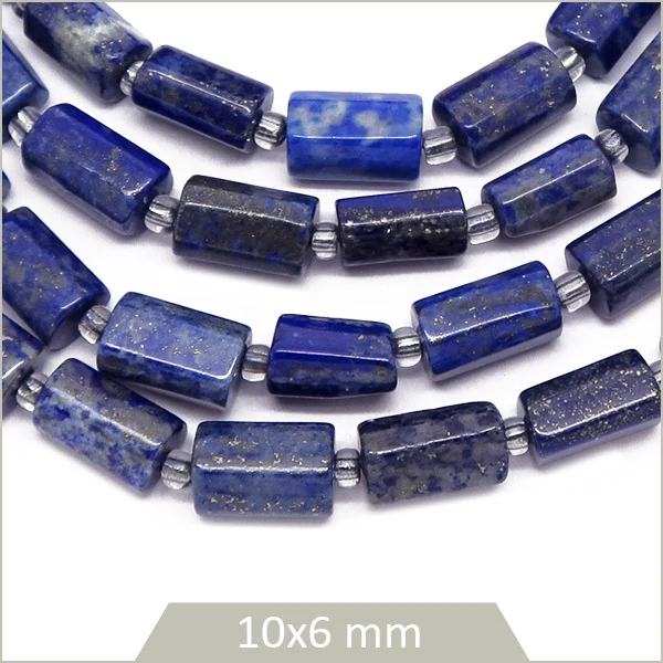env 15 perles colonne en Lapis Lazuli, 10x6 mm