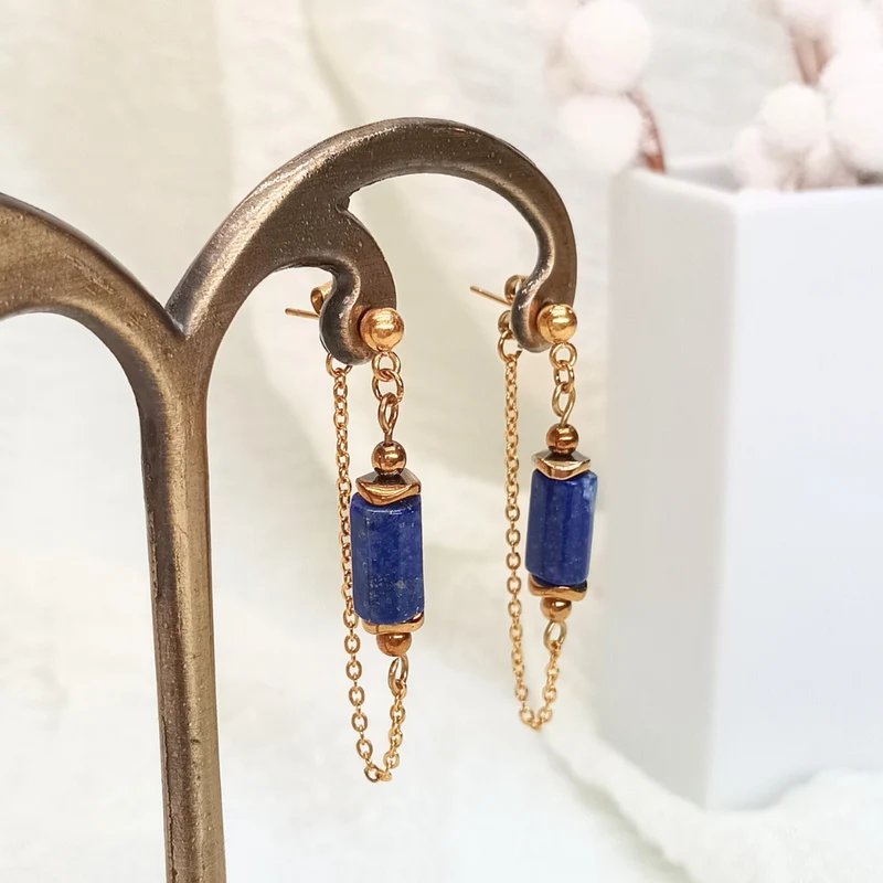 env 15 perles colonne en Lapis Lazuli, 10x6 mm