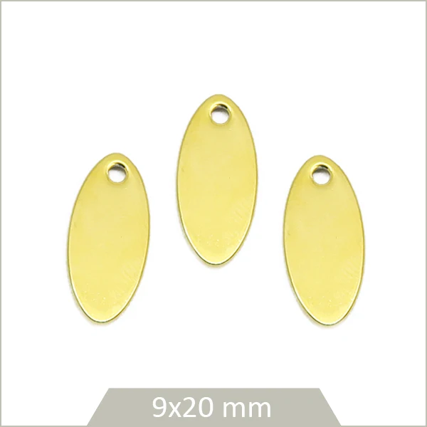 4 breloques ovales en acier inoxydable doré
