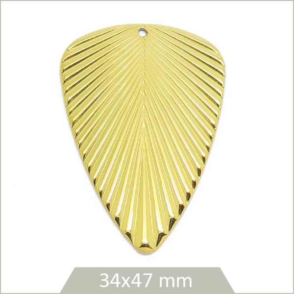 1 grande breloque feuille texturée en acier inoxydable doré
