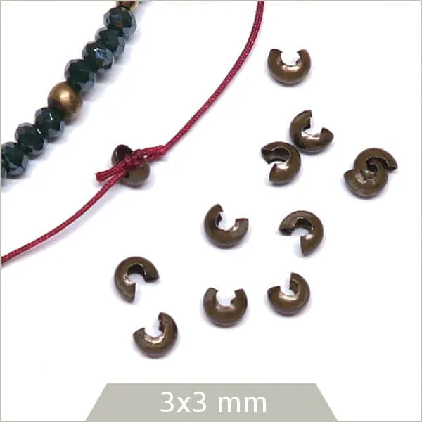 Env. 80 perles cache noeud bronze 3 mm