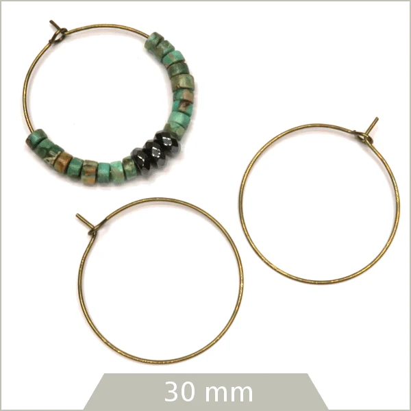 20 créoles 30 mm laiton bronze