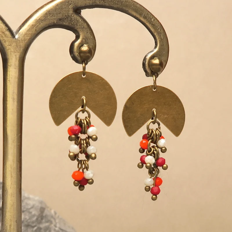 12 clous de boucles d'oreilles boule bronze