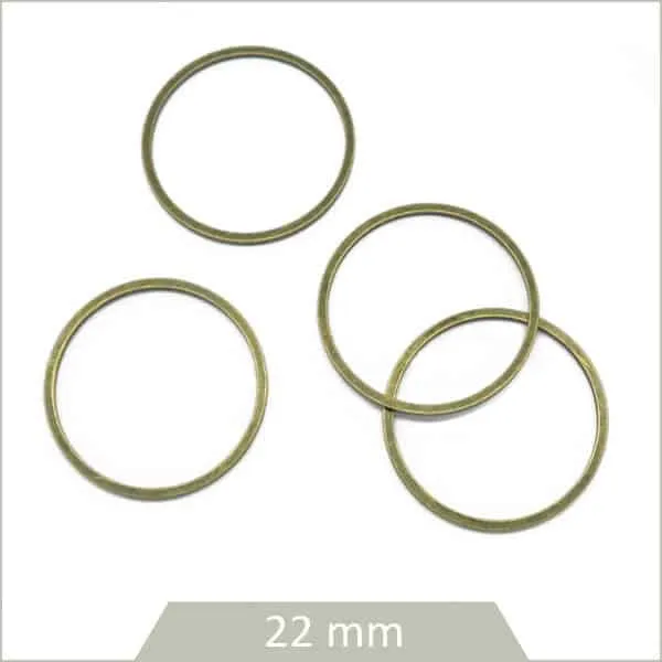 20 anneaux ronds fermés 22 mm bronze
