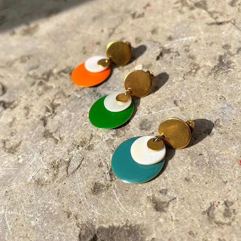 4 sequins effet émaillé 20 mm vert Brésil ronds