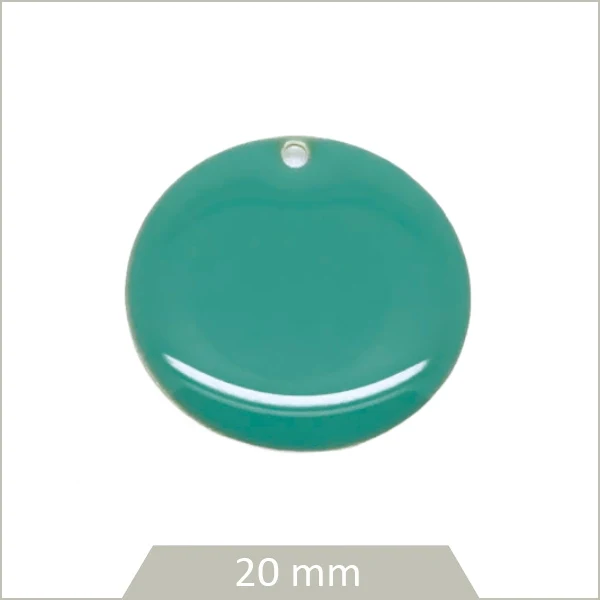 4 sequins effet émaillé ronds 20 mm vert jade