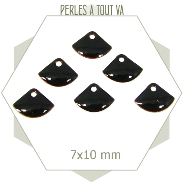 6 sequins éventails effet émaillé noirs