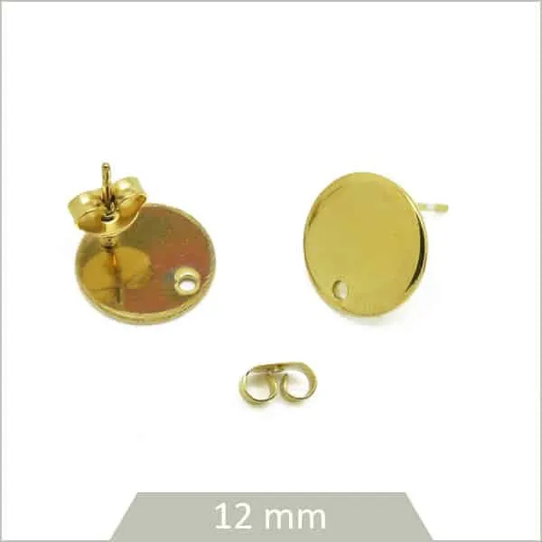 4 clous de boucle d'oreilles cercle en acier inoxydable doré 12 mm