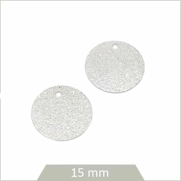 10 breloques cercle effet granité en acier inoxydable 15 mm