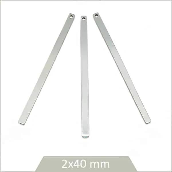 6 breloques bâtonnets 40 mm en acier inoxydable