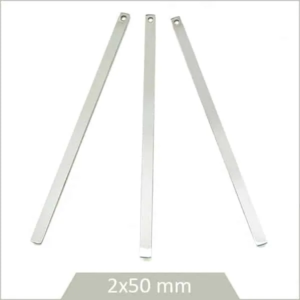 6 breloques bâtonnets 50 mm en acier inoxydable