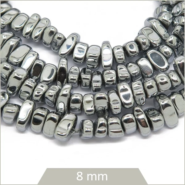 40cm de perles chips en hématite argenté